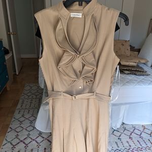 Calvin Klein ruffle khaki dress size 6